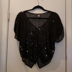 Butterfly Sequin Sheer Crop Top